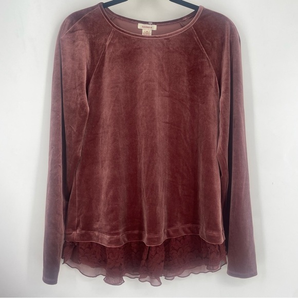Sundance Medium Velvet Long Sleeve Shirt Purple Lace Trim Boho Blouse Top - Picture 1 of 4